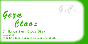 geza cloos business card